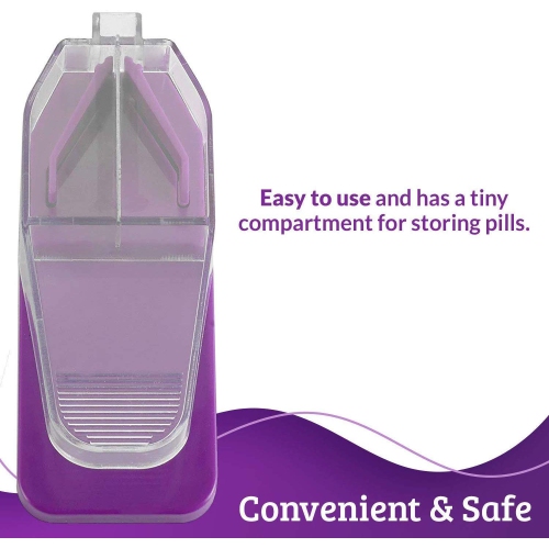 Pill Splitters - V- Grip Pill Cutters for Big and Small Medications - Easily Cut Pills, with Clear Top Pill Holder Case