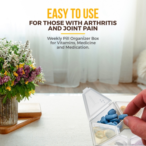 MEDca Weekly Pill Organizer Clear 7-Sided Pill Reminder, Round Shaped Pack of 2