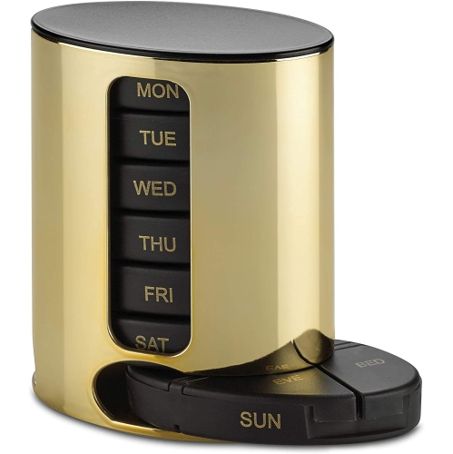 Daily Pill Organizer - Stackable Medication Reminder - Premium Weekly AM/PM Pill Box with 7 Daily Stackable Trays and Medicine Organizer for Vitamins