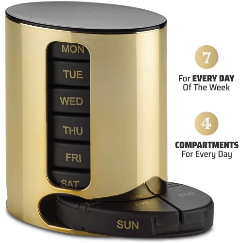 Daily Pill Organizer - Stackable Medication Reminder - Premium Weekly AM/PM Pill Box with 7 Daily Stackable Trays and Medicine Organizer for Vitamins