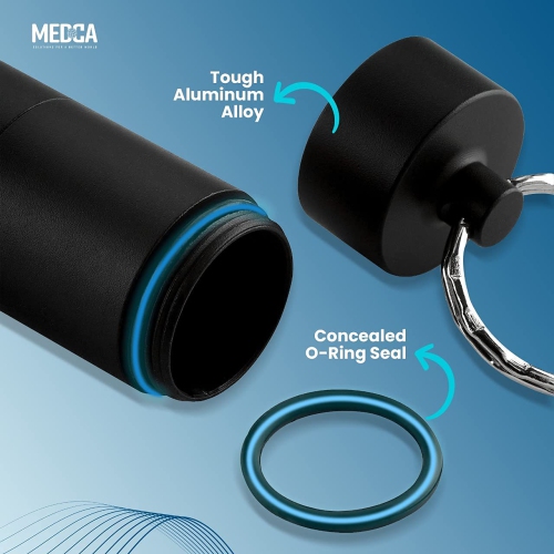 Metal Pocket Pill Boxes Keychain for Purse for Travel, 3 Compartment Waterproof Daily Pill Container Holder for Men and Women