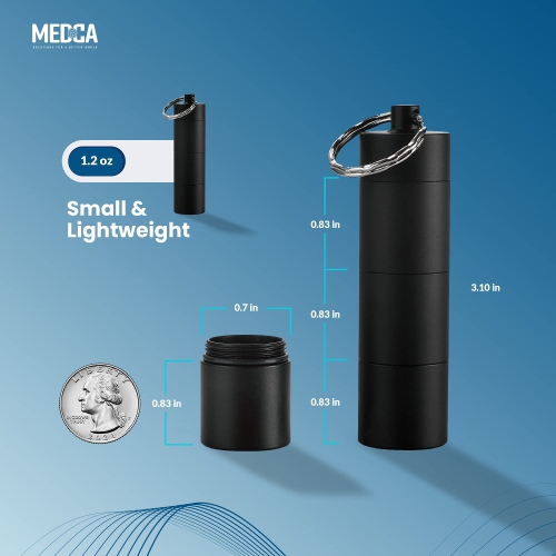 Metal Pocket Pill Boxes Keychain for Purse for Travel, 3 Compartment Waterproof Daily Pill Container Holder for Men and Women