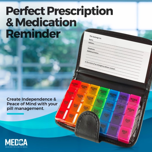 Weekly Travel Pill Organizer - Prescription and Medication Wallet Pill Box Reminder, a Extra Large Pill Container Dispenser Case, Caddy Organizer,