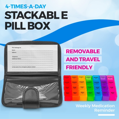 Weekly Travel Pill Organizer - Prescription and Medication Wallet Pill Box Reminder, a Extra Large Pill Container Dispenser Case, Caddy Organizer,