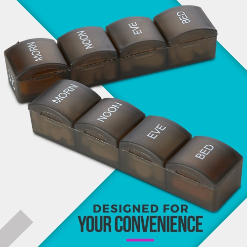 Month Pill Box Organizer - 4 Times-a-Day Morning-Noon-Evening-Night - Large 32 Daily Pill Cases with Compartments for Vitamins, Supplements,