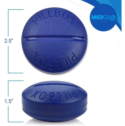 Boîte à pilules ronde pour le voyage - Mini compact portable à 4 compartiments pilulier organisateur, porte-distributeur de vitamines et de