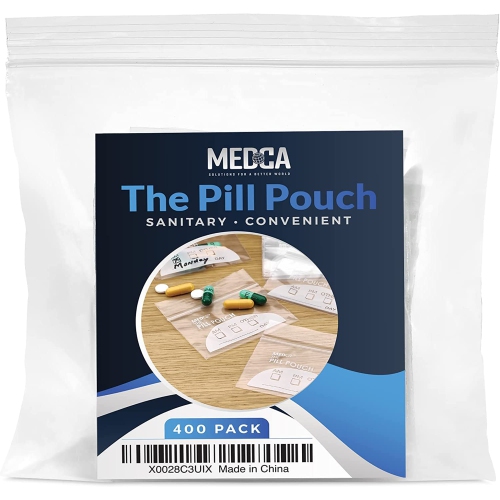 Pill Pouch Bags - 3" x 2.75" - BPA-Free, Poly Bag Disposable Zipper Pills Baggies, Daily AM PM Travel Medicine Organizer Storage Pouches