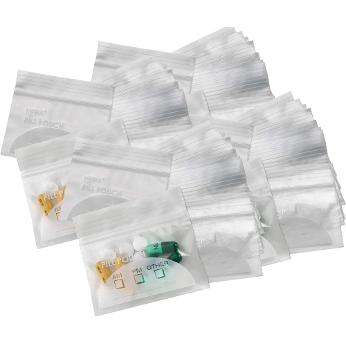 Pill Pouch Bags - 3" x 2.75" - BPA Free, Poly Bag Disposable Zipper Pills Baggies, Daily AM PM Travel Medicine Organizer Storage Pouches