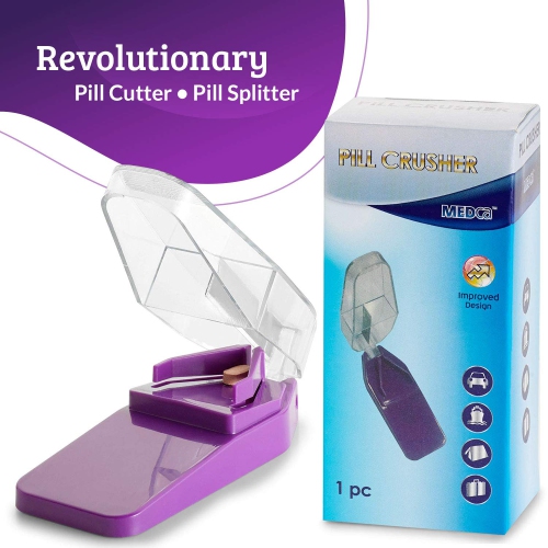 Pill Splitters and Pill Cutters - with V- Grip for Big and Small Medications - Easily Cut Pills, Splitter | Cutter and Crusher with Pill Holder Case