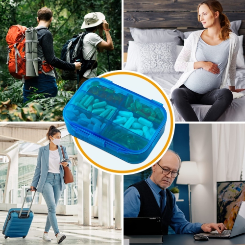 Vitamin Organizer - Travel Pill Organizer Box & 6 Compartment Daily Medicine Case Container for Organizing Your Pills, Medications, Supplements,