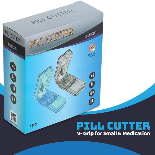 Pill Splitters - Pill Cutters with V- Grip for Small and Medication - Easily Cut Pills, Splitter | Cutter and Crusher with Pill Holder Case to Spli