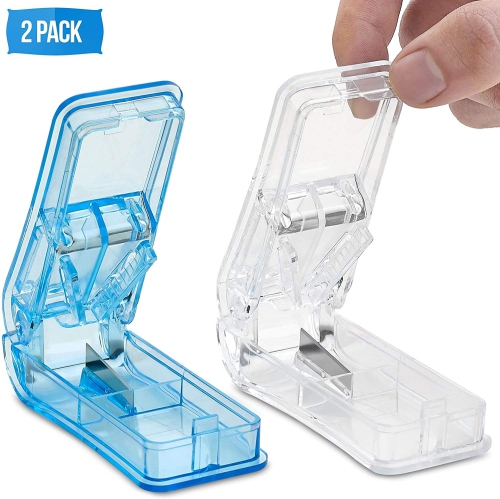 Pill Splitters - Pill Cutters with V- Grip for Small and Medication - Easily Cut Pills, Splitter | Cutter and Crusher with Pill Holder Case to Spli