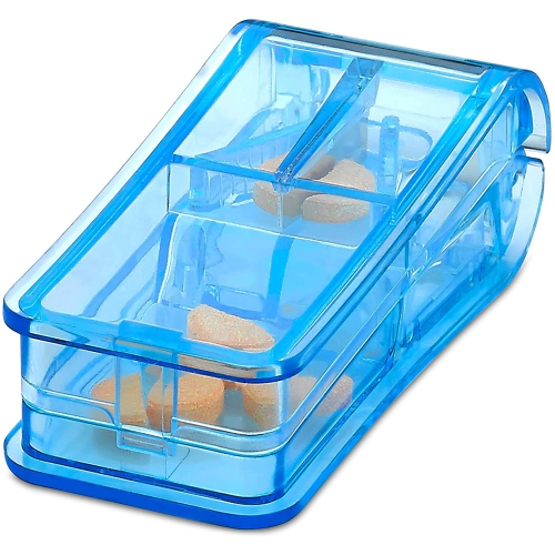 Pill Splitters - Pill Cutters with V- Grip for Small and Medication - Easily Cut Pills, Splitter | Cutter and Crusher with Pill Holder Case to Spli