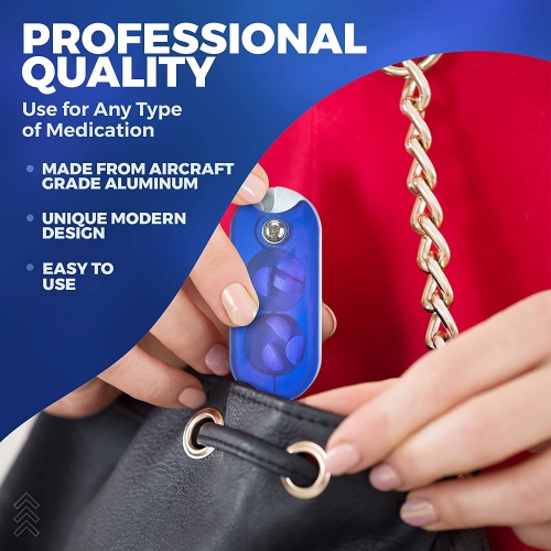 Aluminum Pill Cutter and Splitter with Safety Shield – Portable and Compact Tablet Slicer | Ideal for Oblong and Oval Pills | Non-Slip Pill Splitter