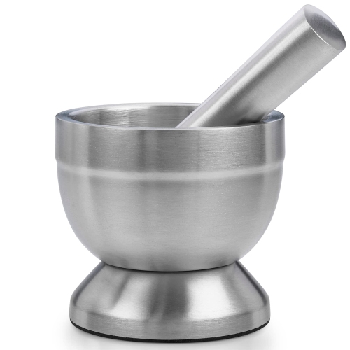 Pill Crusher - 304 Food Grade Stainless Steel Mortar and Pestle Medicine Grinder Set - Non-Slip Splitter to Easily Crush Medicine Pills Tablets