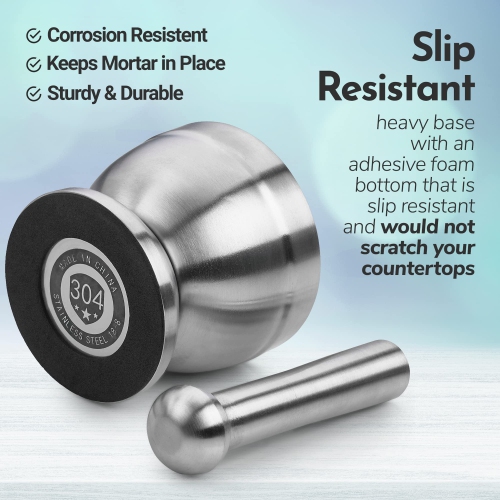 Pill Crusher - 304 Food Grade Stainless Steel Mortar and Pestle Medicine Grinder Set - Non-Slip Splitter to Easily Crush Medicine Pills Tablets