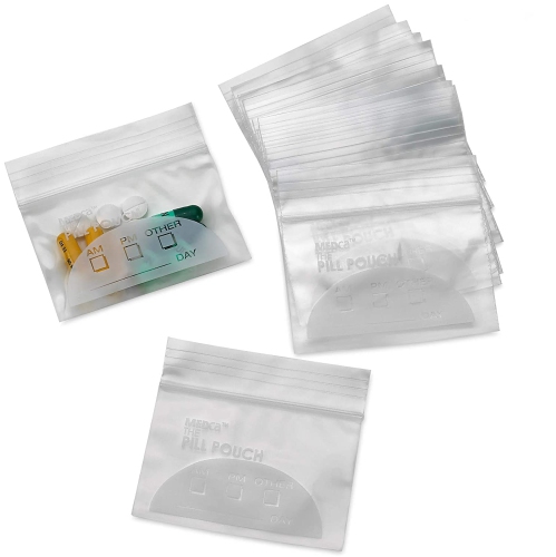 Pill Pouch Bags - 3" x 2.75" - BPA Free, Poly Bag Disposable Zipper Pills Baggies, Daily AM PM Travel Medicine Organizer Storage Pouches