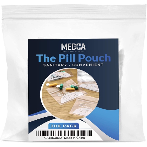 Pill Pouch Bags - 3" x 2.75" - BPA Free, Poly Bag Disposable Zipper Pills Baggies, Daily AM PM Travel Medicine Organizer Storage Pouches, Best Clear