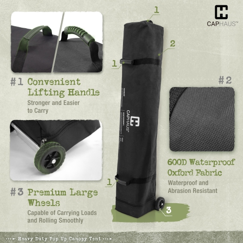 CAPHAUS 10 ft. x 10 ft. Blue Patented One-Push Pop Up Outdoor Canopy Tent, Heavy-Duty Commercial Grade w/Central Lock, Portable and Instant Folding