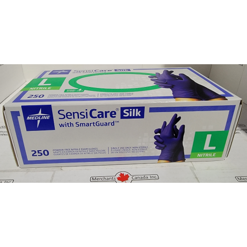 Medline SensiCare Silk Nitrile Powder-Free Gloves with SmartGuard | 250 Per Box | MDS2586 | Large Size