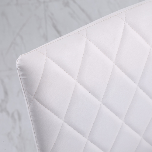 HOMCOM Modern Dining Chairs Set of 4, Upholstered Faux Leather Kitchen Chairs with Rhombic Tufting and Metal Legs for Living Room, White