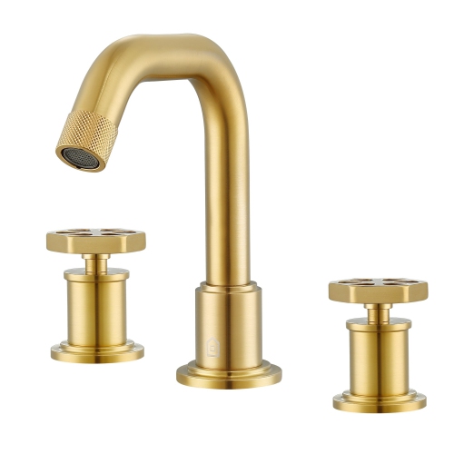 ANCONA  Industria Widespread Hexagonal Two-Handle 3-Hole Bathroom Faucet In Brushed Titanium In Gold