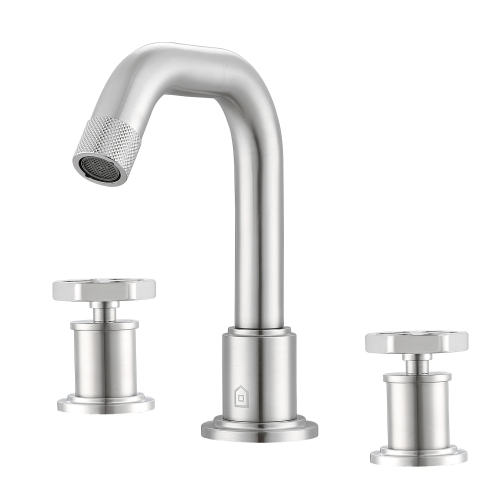 ANCONA  Industria Widespread Hexagonal Two-Handle 3-Hole Bathroom Faucet In Brushed Nickel