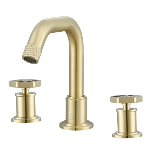 ANCONA  Industria Widespread Hexagonal Two-Handle 3-Hole Bathroom Faucet In Brushed Champagne In Gold
