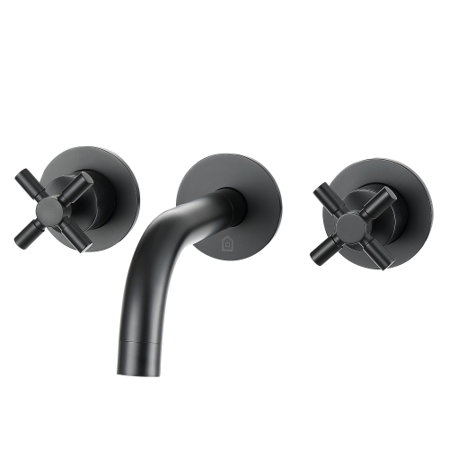 Ancona Prima Two Handle Wall Mounted Bathroom Faucet in Matte Black