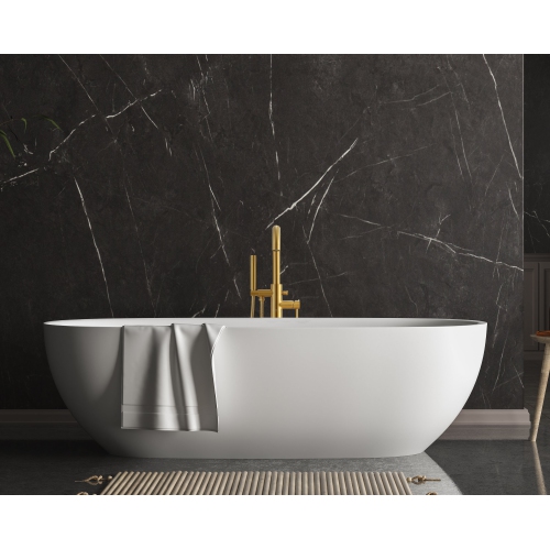 Ancona Nero Freestanding Bathtub Faucet in Brushed Titanium Gold