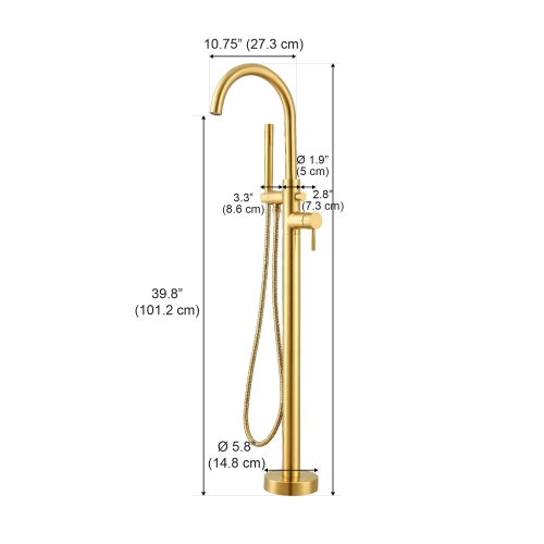 Ancona Nero Freestanding Bathtub Faucet in Brushed Titanium Gold