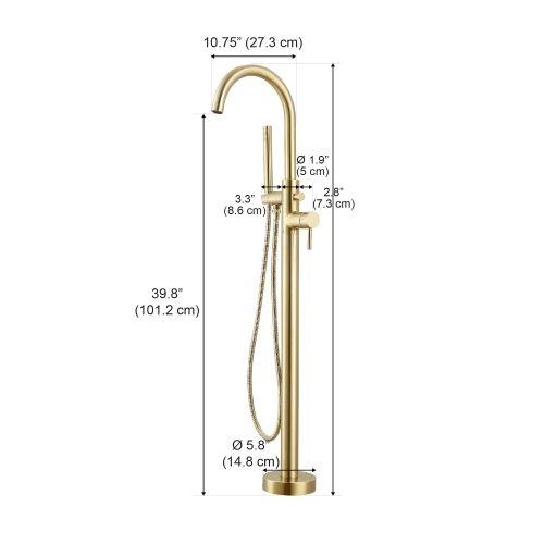 Ancona Nero Freestanding Bathtub Faucet in Brushed Champagne Gold
