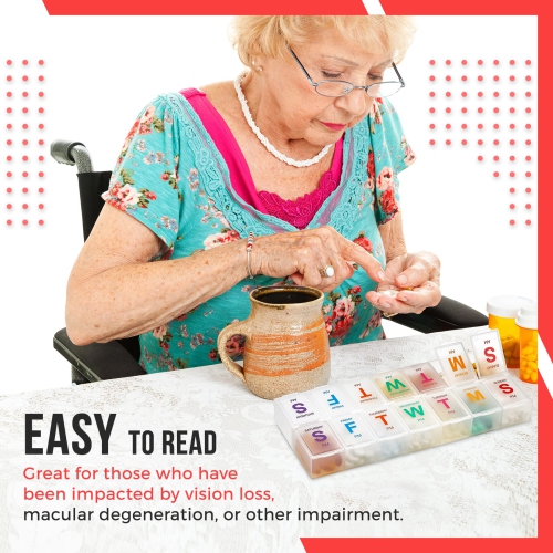 Extra Large Pill Organizer - Pill Box 7 Day Weekly Pill Organizer 2 Times a Day and AM PM Daily Pill Organizer Case for Medication Pills and