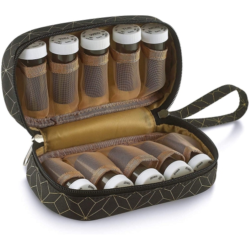 Pill Case and Pills Bottle Organizers - Weekly and Daily Medicine Container Carrier Tote Bag for Weekly Pill Bottles with 6 Extra Daily Bottles