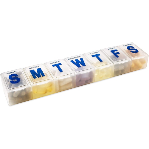 Weekly Pill Organizer - 7-Day Pill Planner Large Pill Planner and Daily Pill Organizer and Medicine Reminder, Monday to Sunday Compartments - Travel