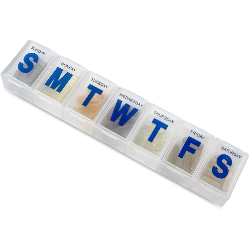 Weekly Pill Organizer - 7-Day Pill Planner Large Pill Planner and Daily Pill Organizer and Medicine Reminder, Monday to Sunday Compartments - Travel