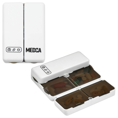 Magnetic Foldable Pill Box Case - 7 Day Weekly Medicine Organizer - Portable Compact Lightweight Pill Container w/ 7 Compartments, Dustproof