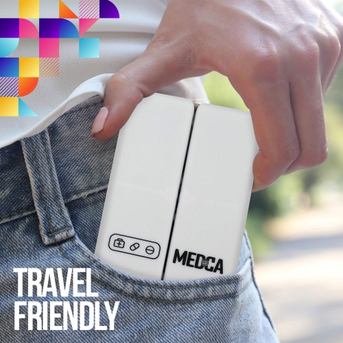 Magnetic Foldable Pill Box Case - 7 Day Weekly Medicine Organizer - Portable Compact Lightweight Pill Container w/ 7 Compartments, Dustproof