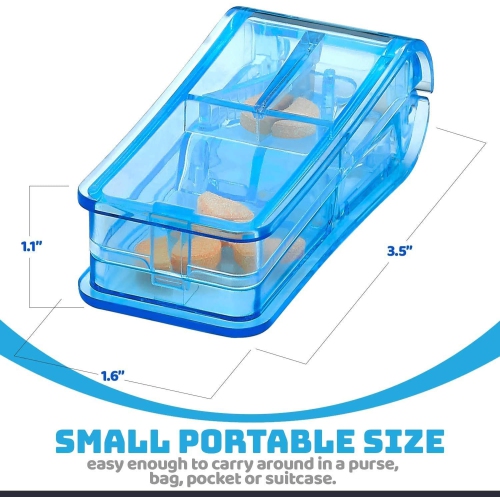 Weekly Pill Organizers with Pill Cutter Splitter 4 Times a Day Weekly Medication Dispenser Reminder, 7-Day Stackable Compartments