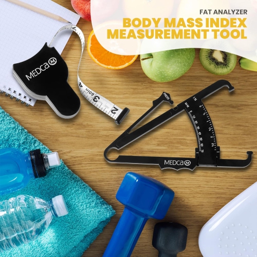 Body Fat Caliper and Measuring Tape for Body - Pack of 2 Calipers and Body Fat Tape Measure Tools for Accurately Measuring Bmi Skin Fold Fitness and