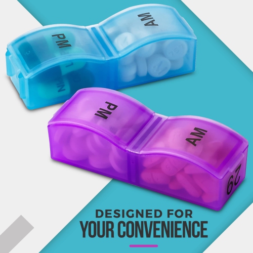 Monthly Pill Organizer - 2 Pack - 31 Day Am/Pm Daily Pill Organizer 32 Pill Cases for Each Day, Pill Dispenser and Monthly Pill Organizer Box for