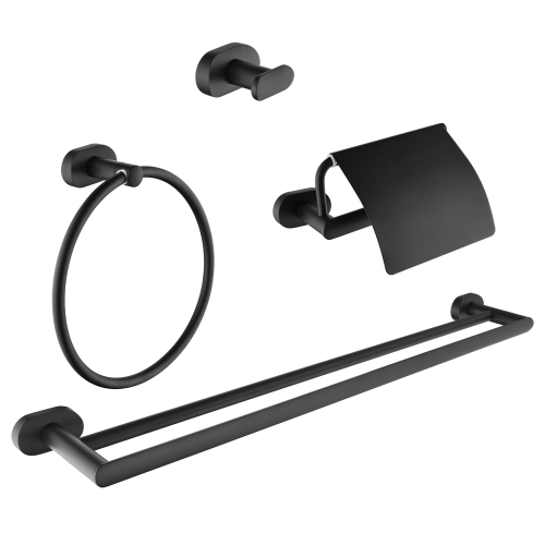 ANCONA  Aria 4 PCs Bathroom Set In Matte In Black