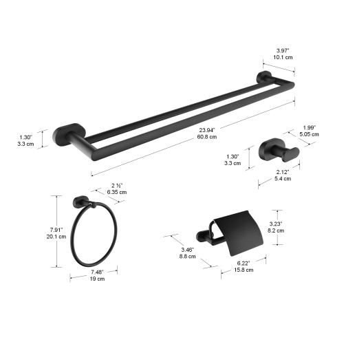 Aria 4 pcs Bathroom Set in Matte Black