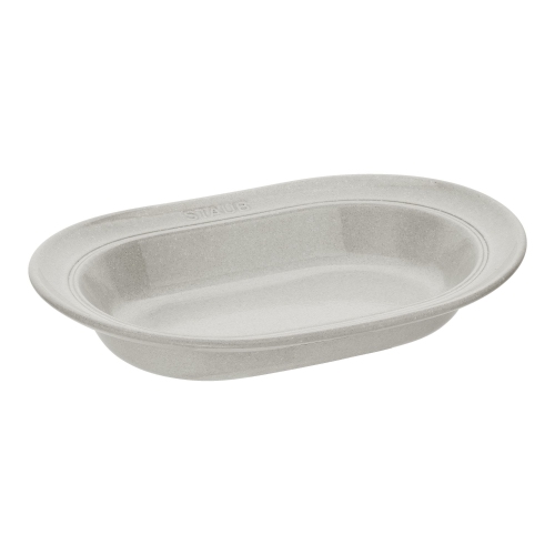 STAUB Dining Line 25 cm Ceramic Oval Serving Dish, White Truffle
