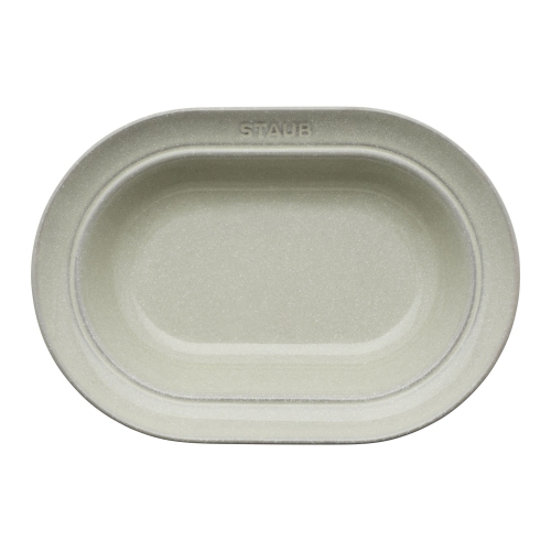 STAUB Dining Line 25 cm Ceramic Oval Serving Dish, White Truffle