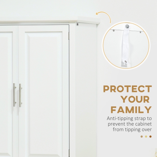 HOMCOM 72" Buffet Cabinet, Freestanding Kitchen Pantry, Storage Cabinet with 4 Doors, Drawer and Adjustable Shelves, White