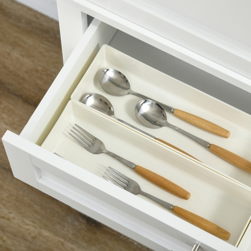 HOMCOM 72" Buffet Cabinet, Freestanding Kitchen Pantry, Storage Cabinet with 4 Doors, Drawer and Adjustable Shelves, White