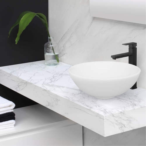 A - 16" White Round Porcelain Vessel Bathroom Sink P-224 by STYLISH - Open Box condition - Image 10