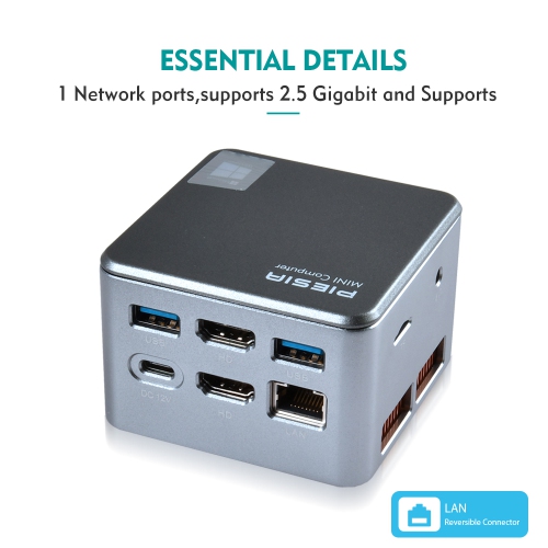 PIESIA C-BOX-M2 Mini PC Aluminum body 11th gen Intel N5105,Windows 11 Pro, 8GB RAM 256G SSD, Support 4K Dual Output, USB3.0, Dual-Band WiFi5, BT