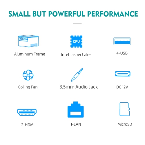 PIESIA C-BOX-M2 Mini PC Aluminum body 11th gen Intel N5105,Windows 11 Pro, 8GB RAM 256G SSD, Support 4K Dual Output, USB3.0, Dual-Band WiFi5, BT